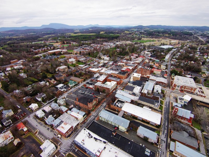 downtown lexington va by drone 4k