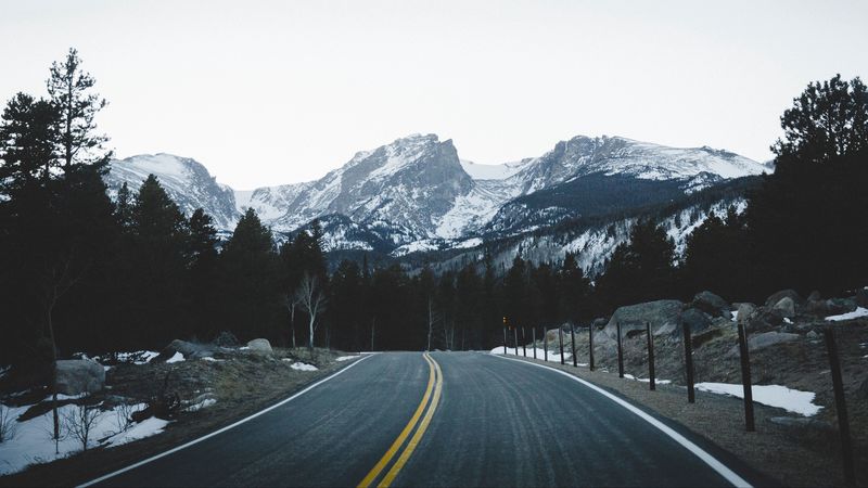 mountains, road, marking, 4k