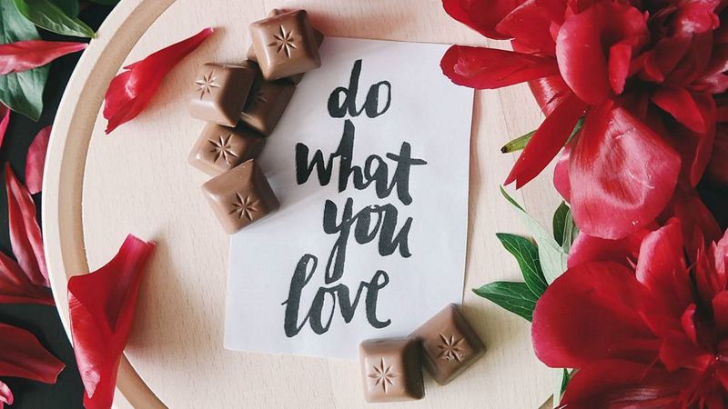 inscription, text, chocolate, peonies, 4k