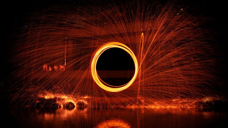 circle, movement, sparks, glow, 4k