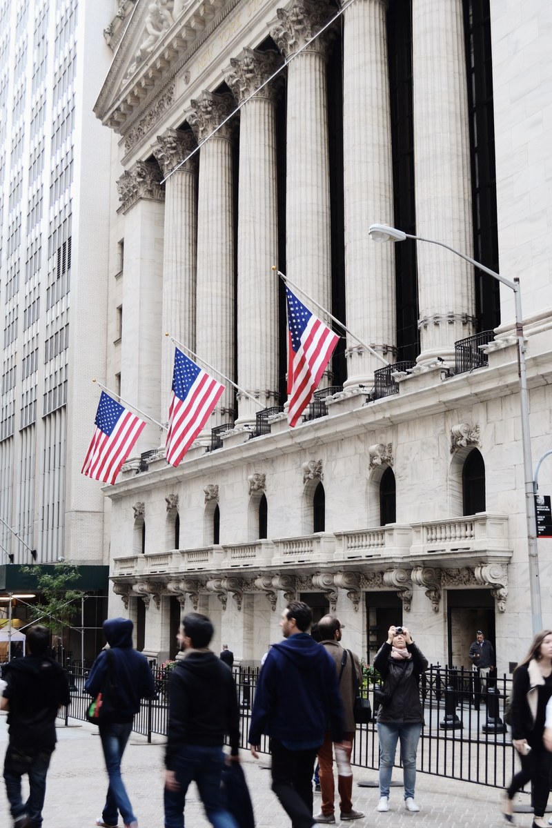 wall street new york city flag and united states of america hd, 4k