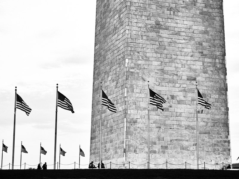 patriotic black and white monument and washington 4k