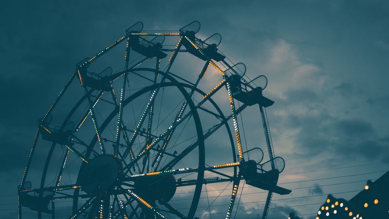 ferris wheel, night, backlight, 4k