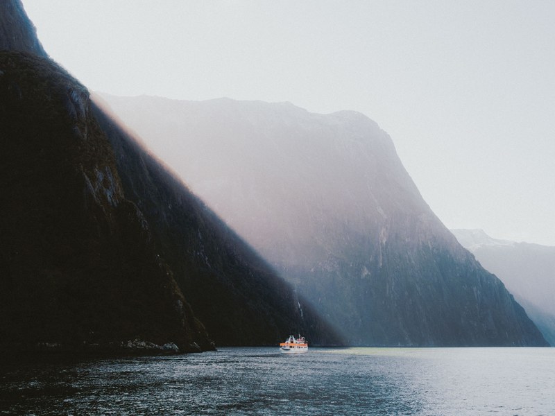 fjord nature boat and sea 4k