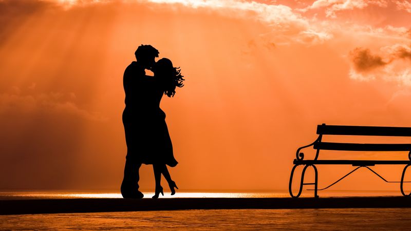 couple, kiss, love, 4k