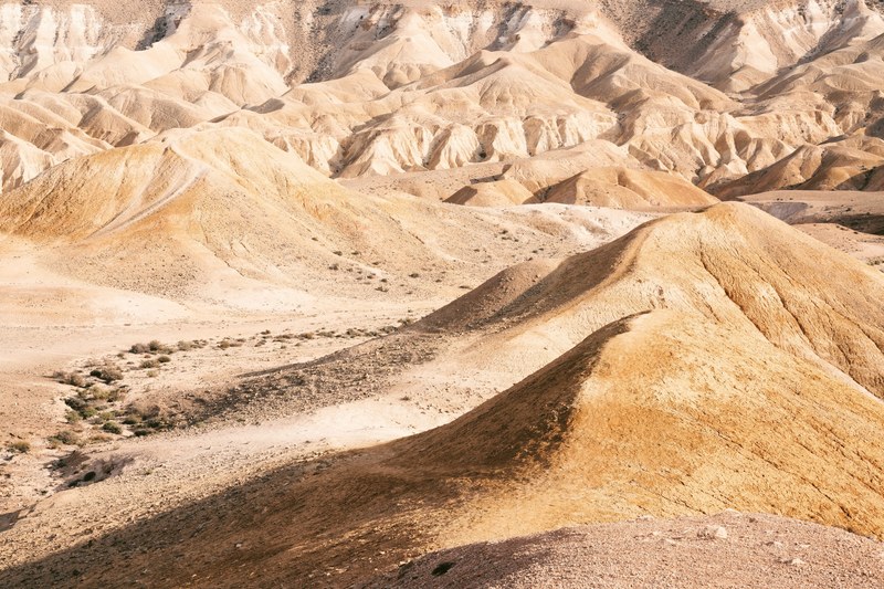 arid sand dunes form peaks in the desert of yeruham, another desert 4k