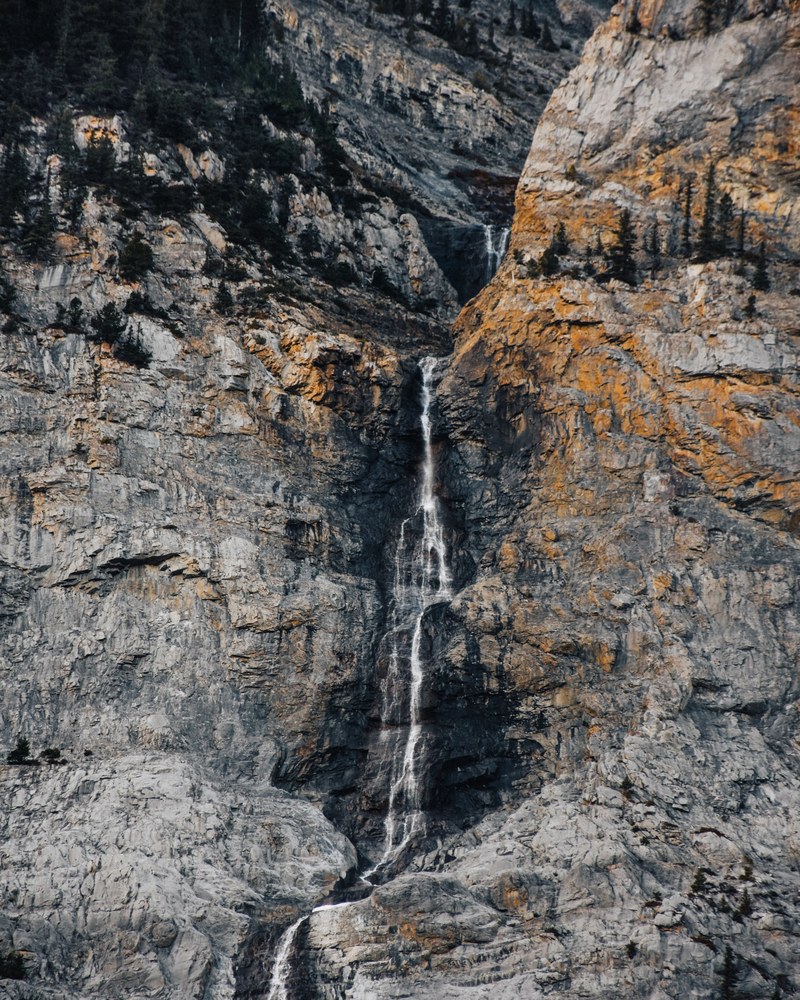 rock waterfall cliff and water hd, 4k