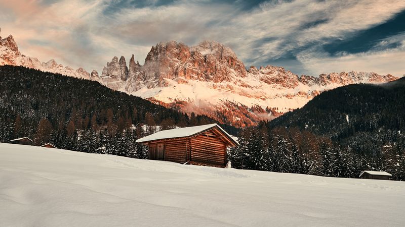 mountains, snow, winter, top, structure, 4k