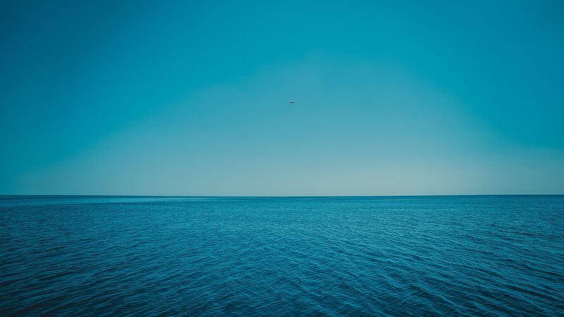 sea, horizon, sky, 4k