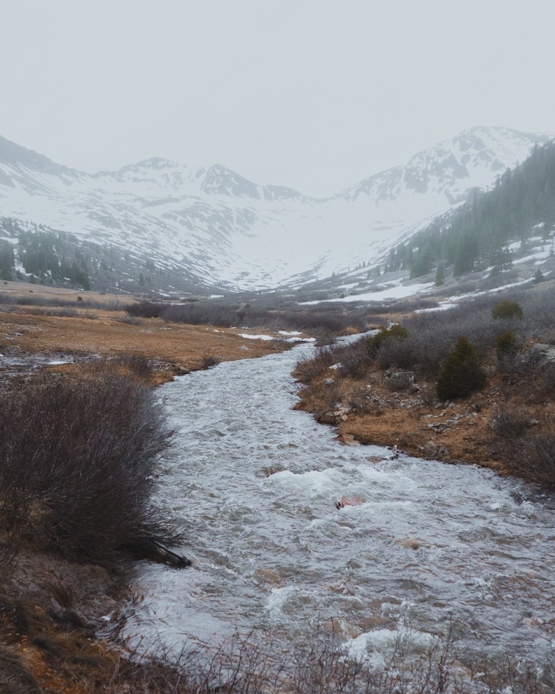 snow river tree and mountain hd, 4k
