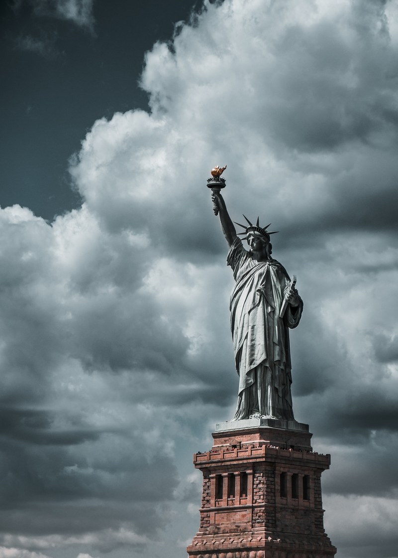 cloud new york statue and liberty hd, 4k