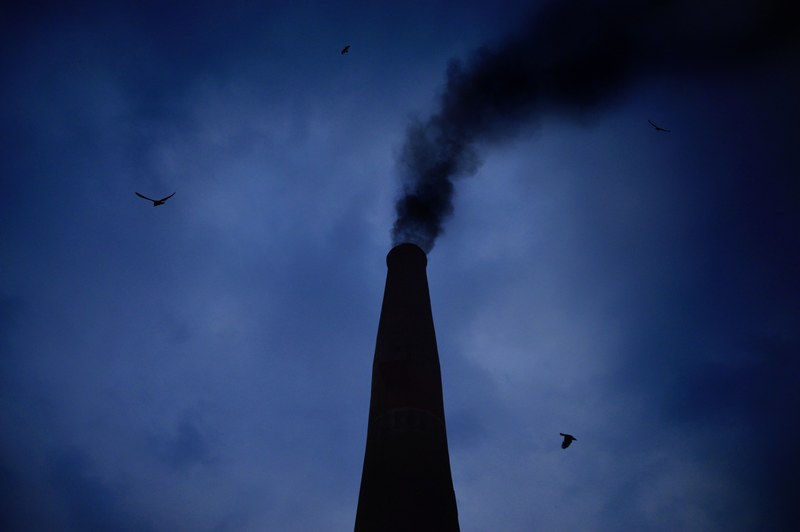 chimney smoke silhouette and sky 4k
