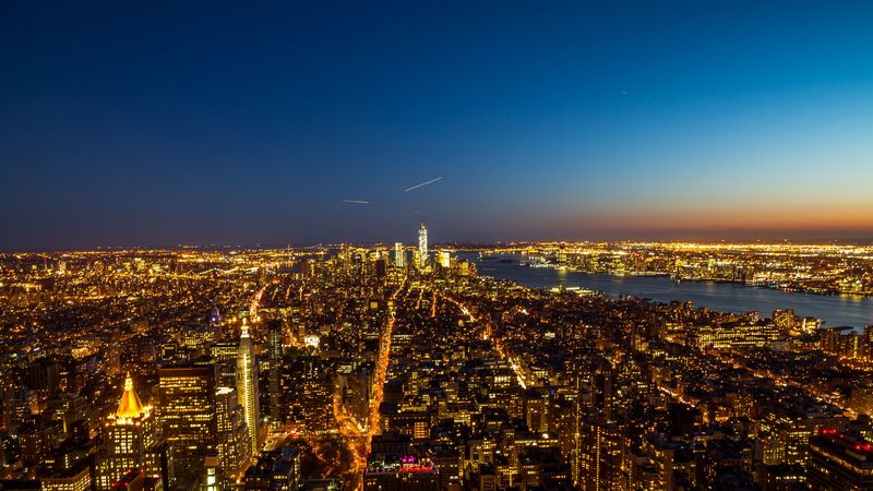 new york, usa, night city, top view, 4k