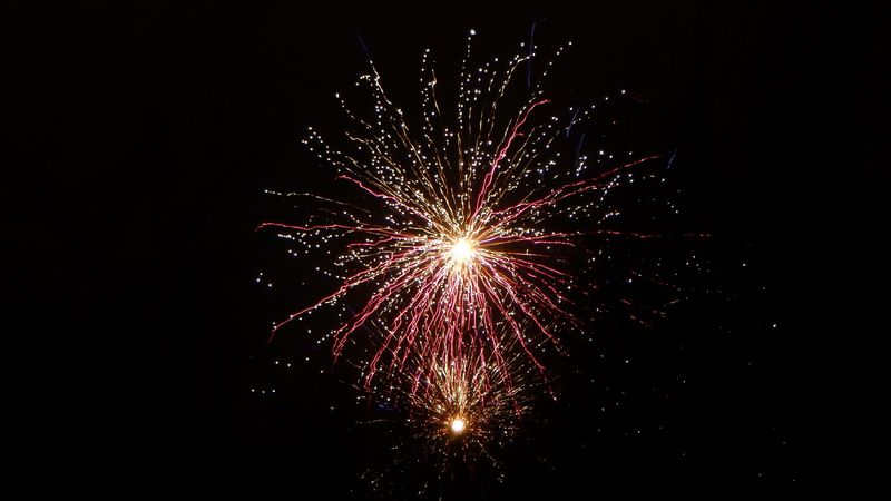 salute, fireworks, sky, glitter, 4k