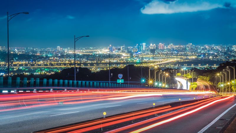 city lights, evening, light, road, 4k