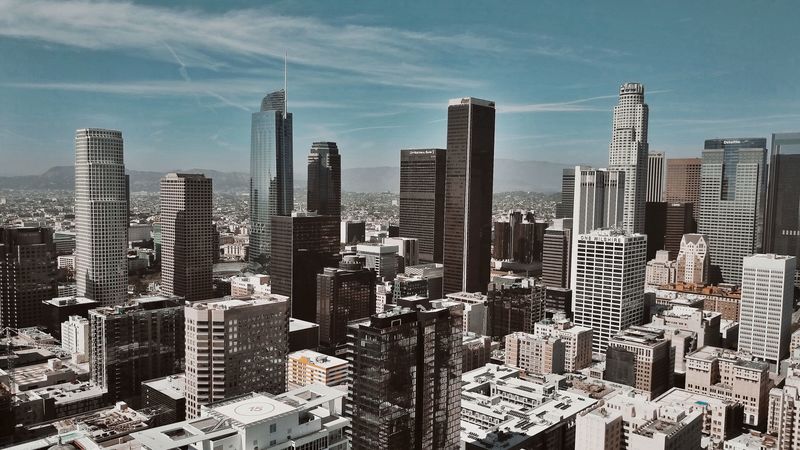 skyscrapers, buildings, top view, 4k