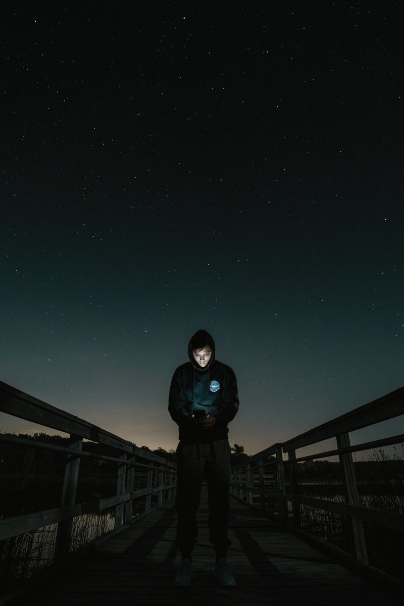 night night walk person and night sky hd, 4k