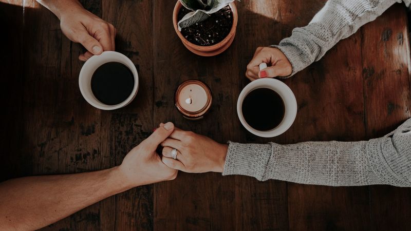 couple, hands, love, tenderness, coffee, 4k