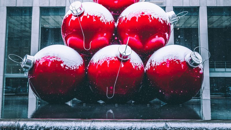 balls, red, sculpture, 4k