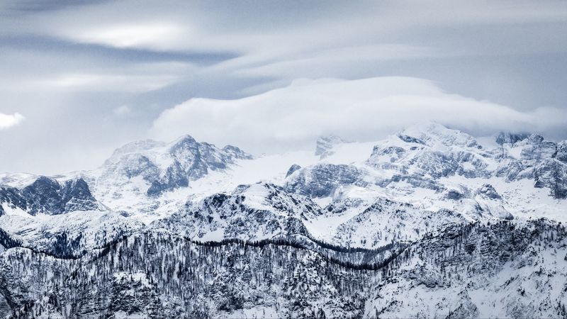 mountains, snow, winter, peaks, 4k