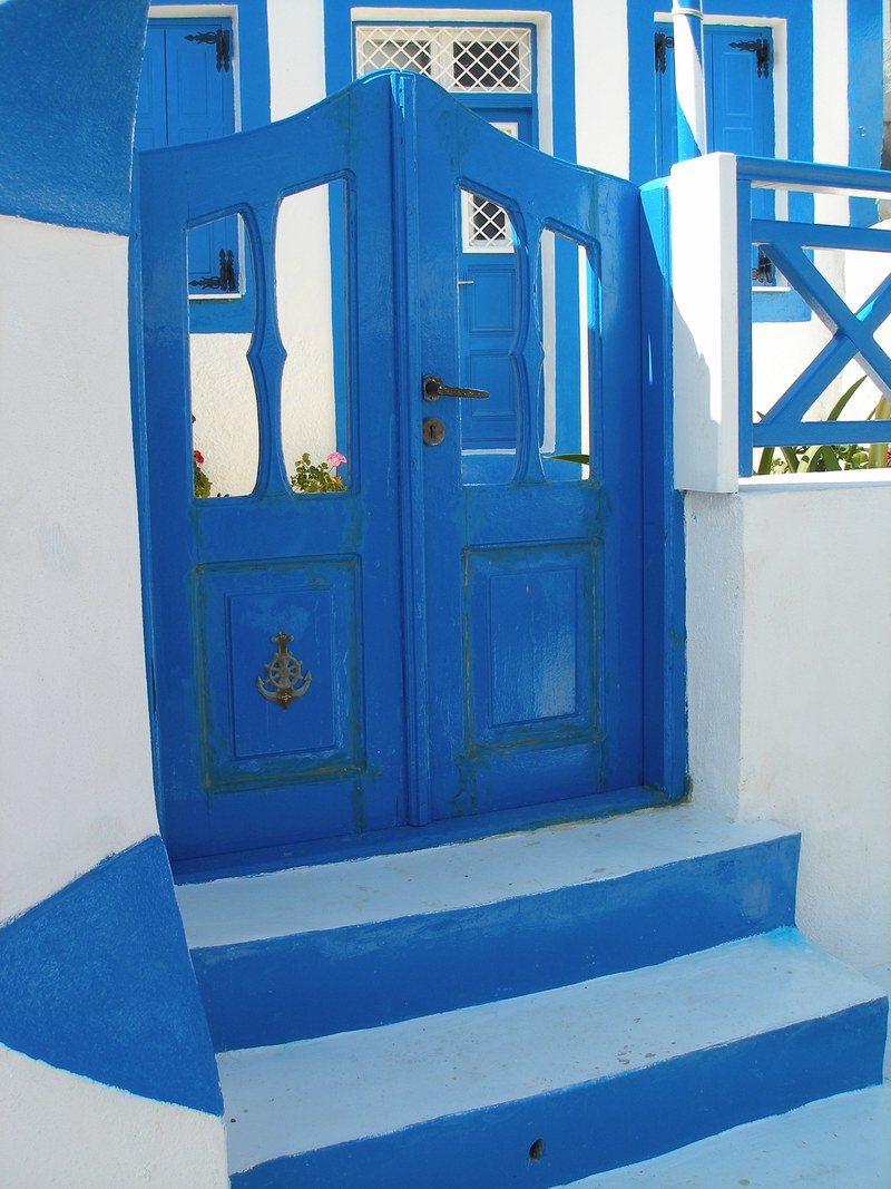doorway greece and door hd, 4k