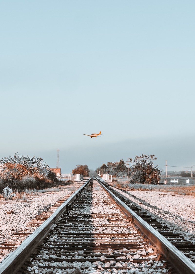 airplane plane track and railway hd, 4k