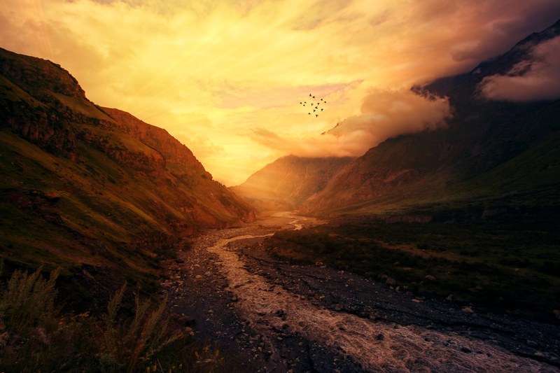 foggy sunset cloud and light 4k