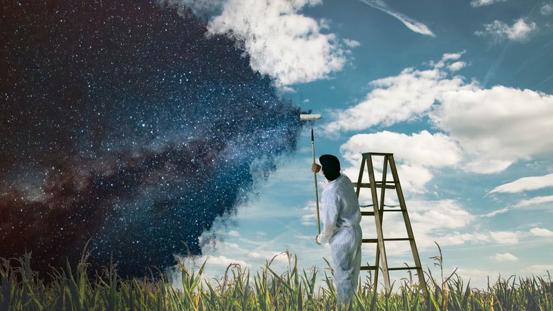 staircase, sky, space, art, 4k