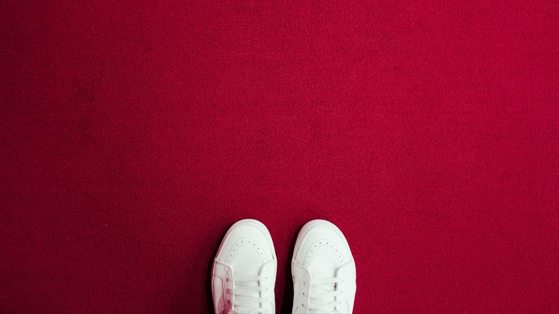 sneakers, legs, carpet, red, 4k