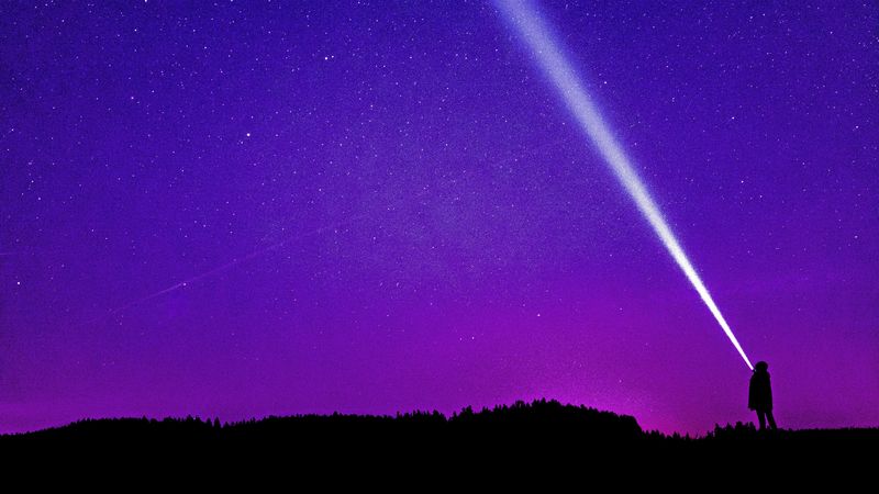 starry sky, silhouette, man, 4k