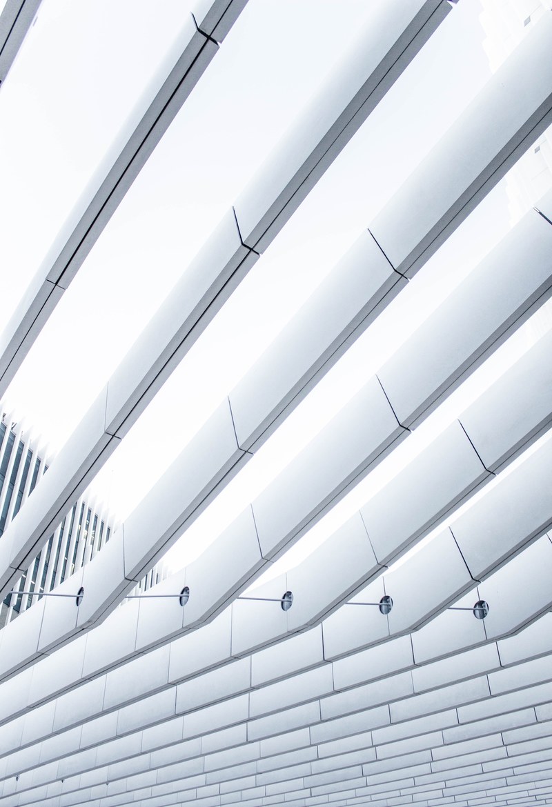white ribs in the glass ceiling of a modern building in lisbon, ceiling with white ribs 4k