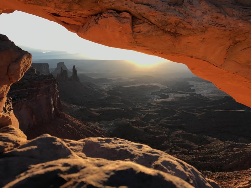 hole rock formation mountain and sunlight 4k