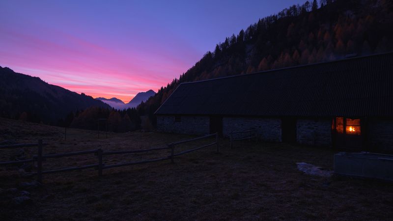 mountains, night, sky, 4k