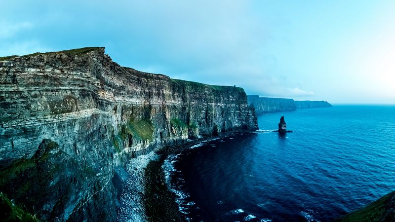 liscannor, ireland, rocks, sea, shore, 4k