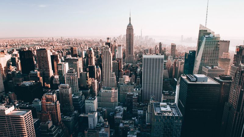 new york, usa, skyscrapers, top view, 4k