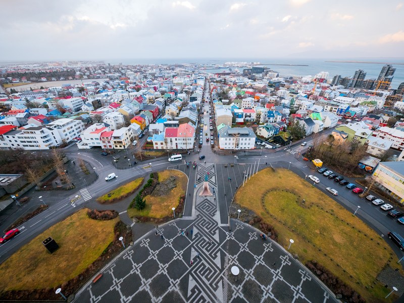 reykjavik iceland aerial cityscape 4k