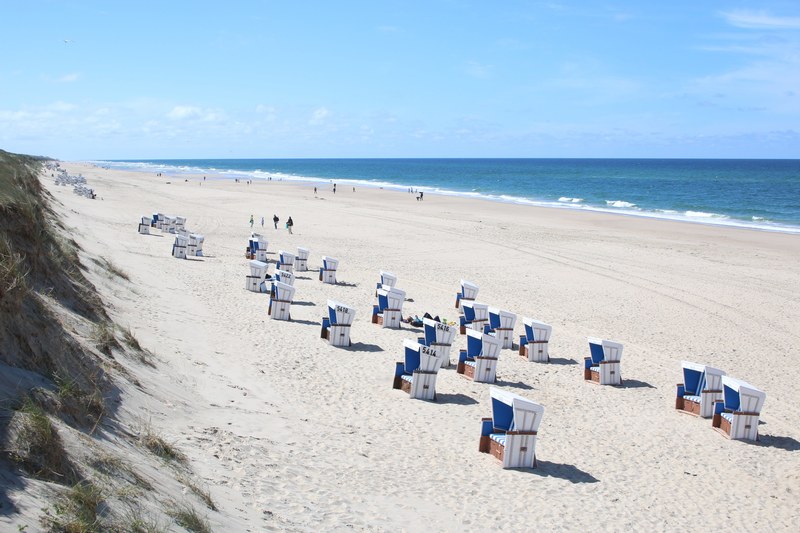 beach chairs on the sandy shore for summer relaxation and vacation at rantum, tourist beach chairs at rantum beach 4k