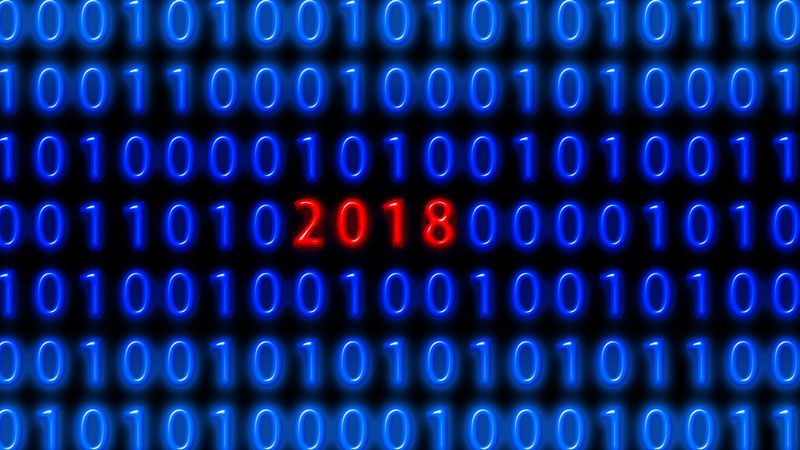 binary code, new year, 2018, 4k