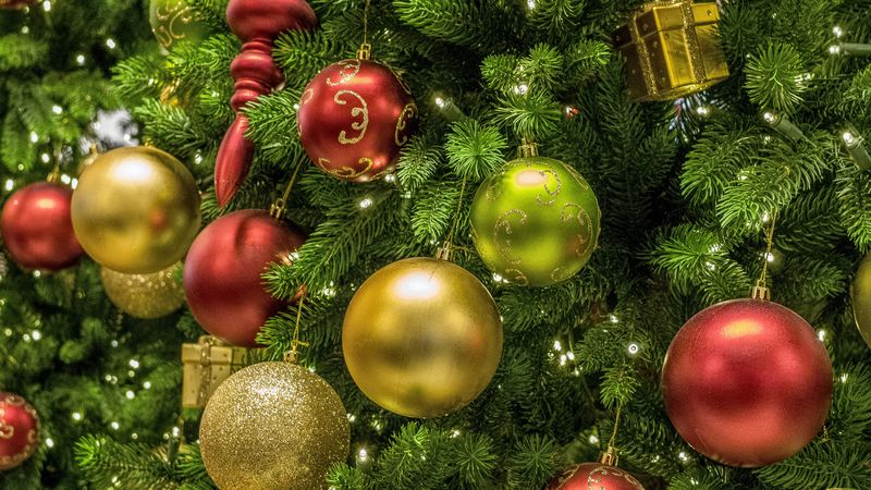 christmas tree, balls, new year, christmas, colorful, 4k