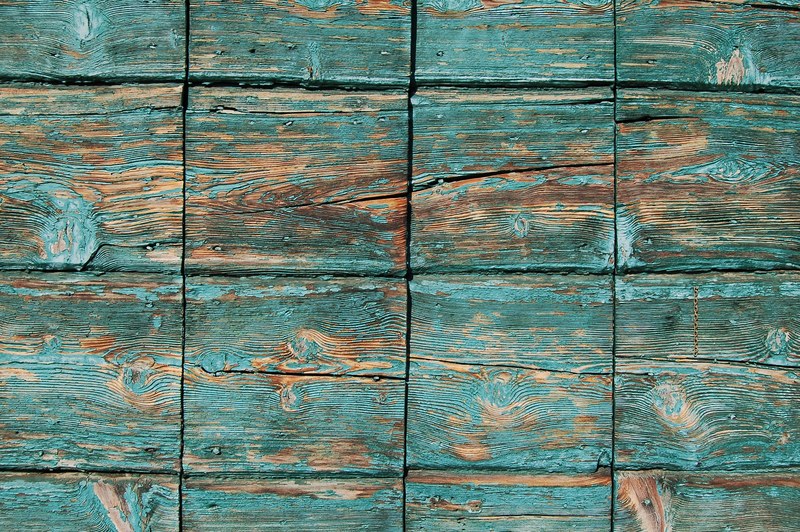 turquoise paint coming off square wooden planks, painted square planks 4k