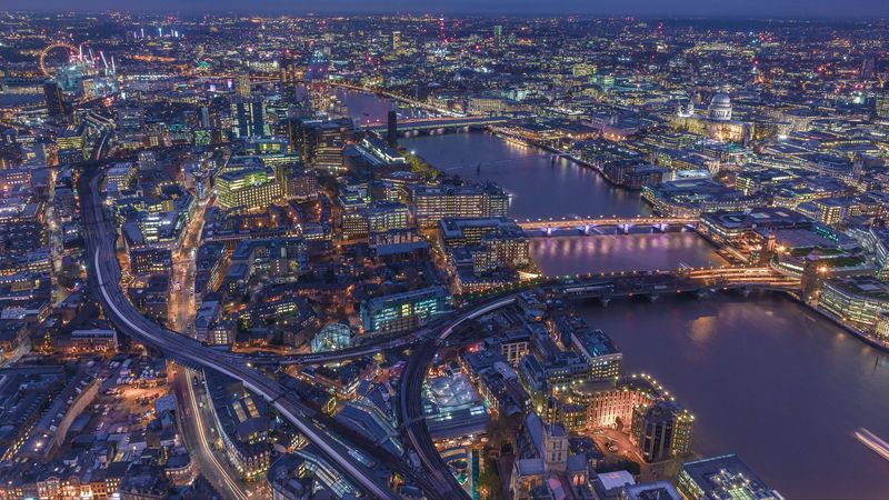 london, united kingdom, night city, top view, 4k