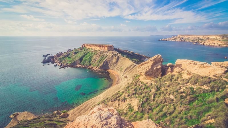 rocks, sea, shore, sky, 4k