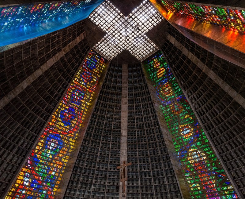 church stained glass light and glass 4k