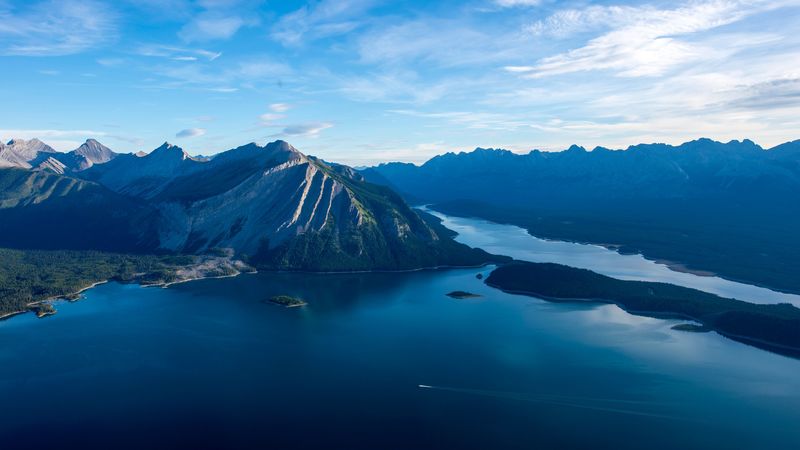 sea, lake, island, mountains, 4k