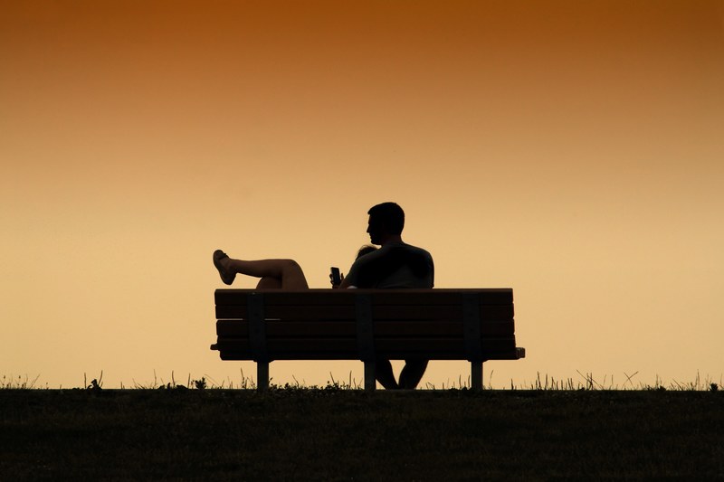 a silhouetted couple embracing on a park bench at sunset in maumee bay state park, lovers on a bench 4k