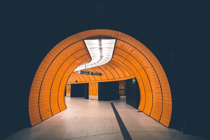 an underground passage in the subway, underground passage in munich 4k