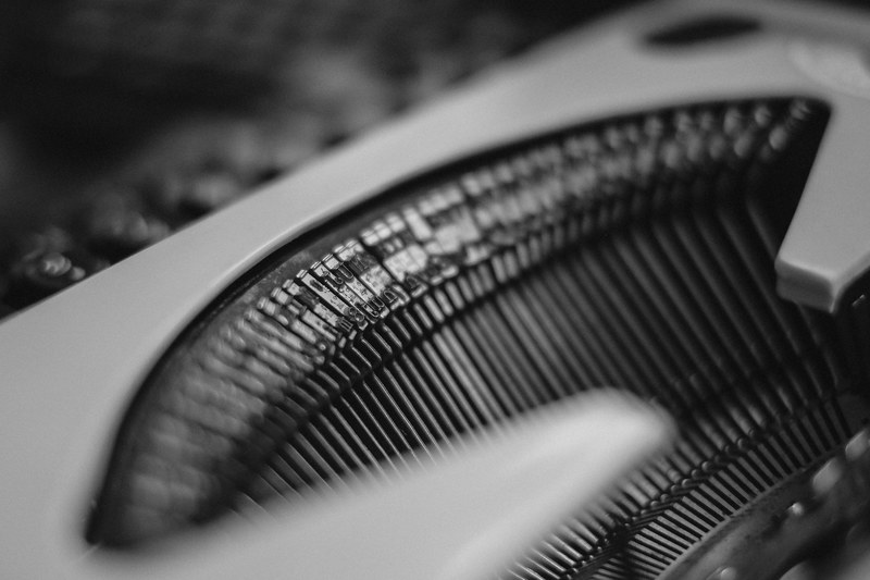typebars inside a typewriter in black and white, monochrome typewriter typebars 4k