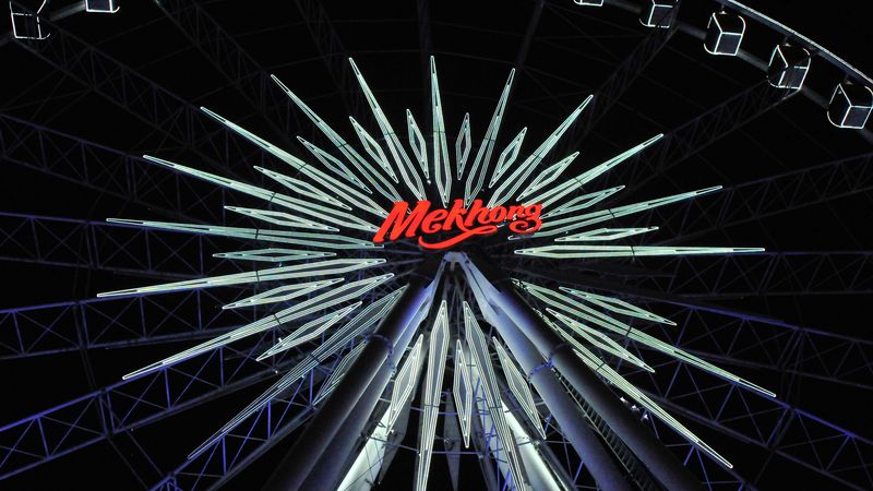 ferris wheel, inscription, backlight, 4k