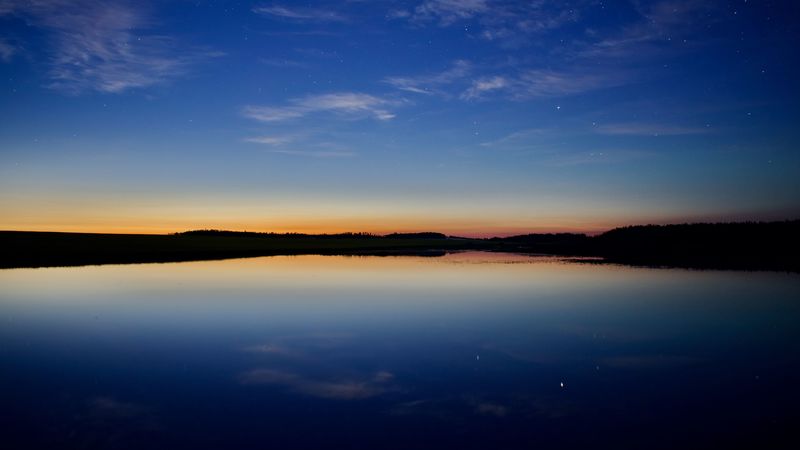 horizon, river, clouds, 4k