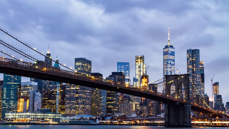 city, evening, glow, bridge, 4k